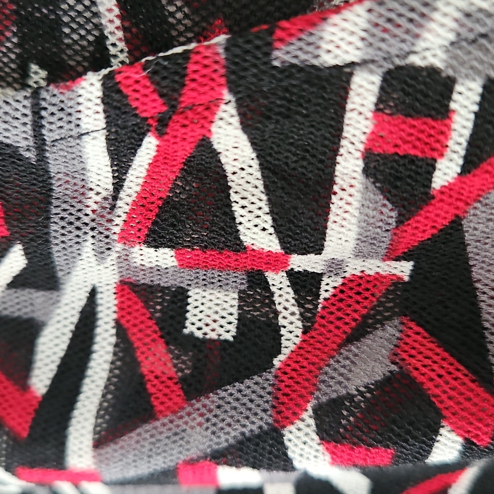 Y2K Geometric Print‎ Mesh Top Ruched Bodice Babydoll Size Large - Picture 4 of 13